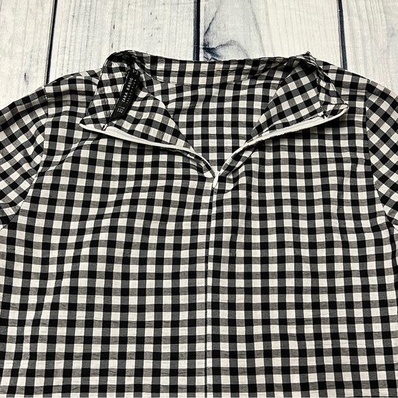 Zara Gingham Ruffled Sleeve Blouse Size S - Picture 6 of 7
